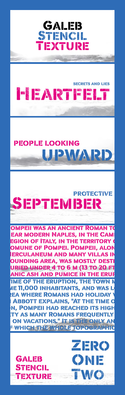 Galeb Stencil Texture Font Family 3xOTF