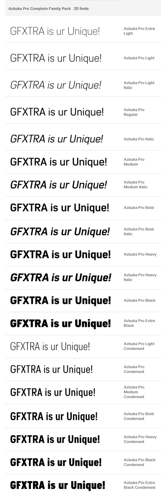 Azbuka Font Family 20xOTF