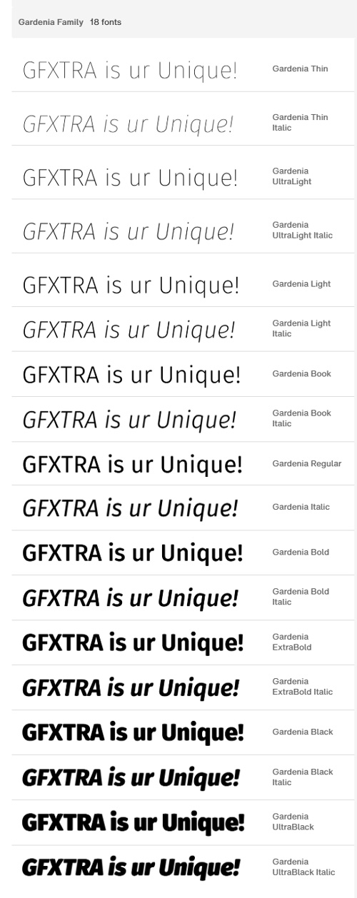 Gardenia Font Family 18xOTF
