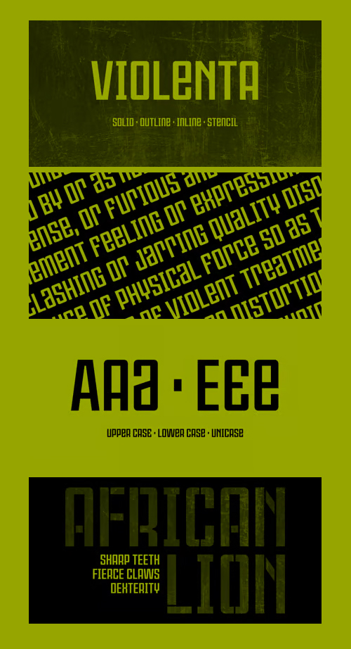 Violenta - Display Condensed Geometric Typeface 8xOTF Violenta - Display Condensed Geometric Typeface 8xOTF