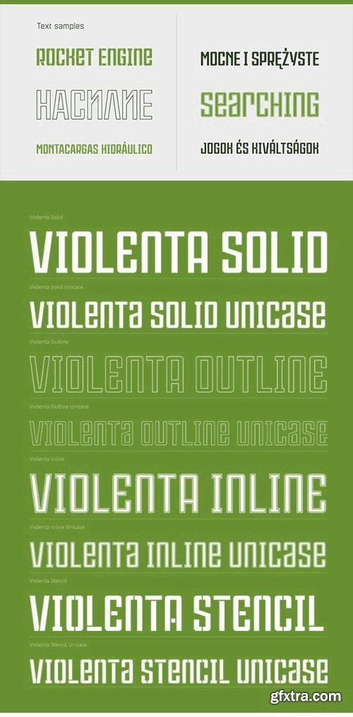 Violenta - Display Condensed Geometric Typeface 8xOTF