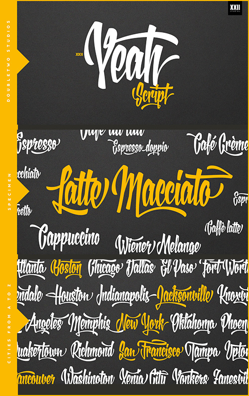 XXII YeahScript - Easily Create Cool Logos & Headlines OTF XXII YeahScript - Easily Create Cool Logos & Headlines OTF