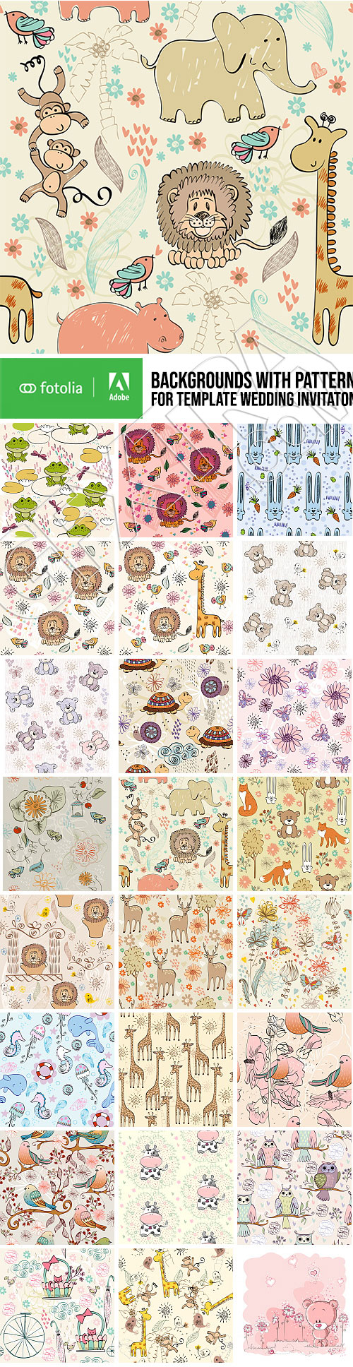 Baby Backgrounds Seamless Patterns 25xEPS