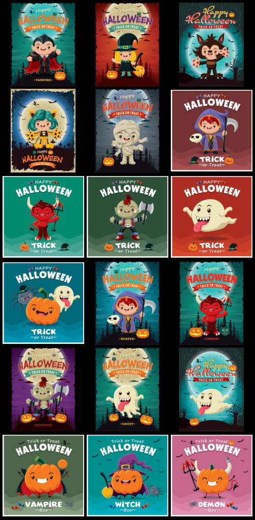Happy Halloween 300+ Posters Bundle 327xEPS