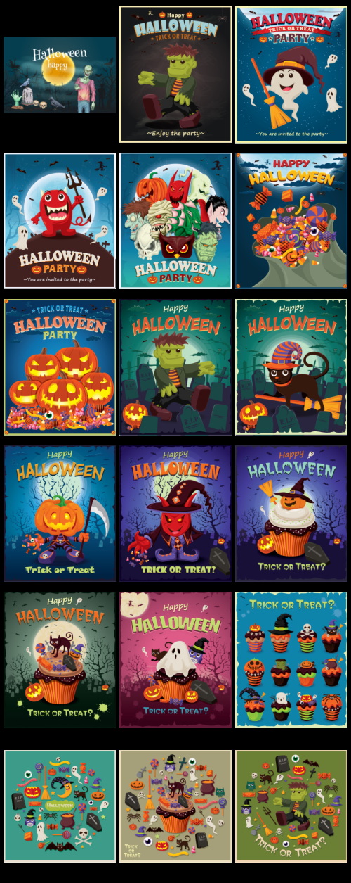 Happy Halloween 300+ Posters Bundle 327xEPS