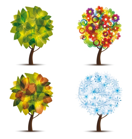 Trees in Four Seasons - Spring, Summer, Autumn & Winter 25xEPS