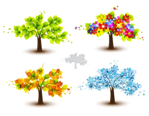 Trees in Four Seasons - Spring, Summer, Autumn & Winter 25xEPS