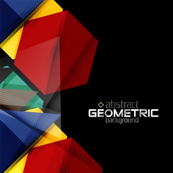 Textured Paper Geometric Shapes on Black 29xEPS