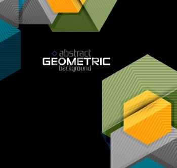 Textured Paper Geometric Shapes on Black 29xEPS