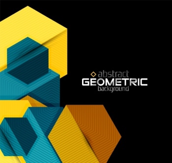 Textured Paper Geometric Shapes on Black 29xEPS