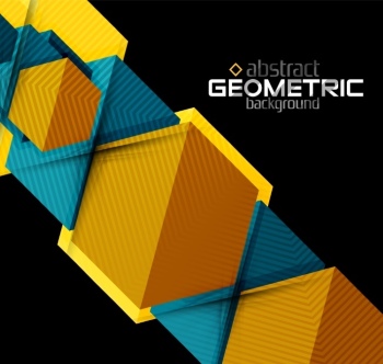 Textured Paper Geometric Shapes on Black 29xEPS