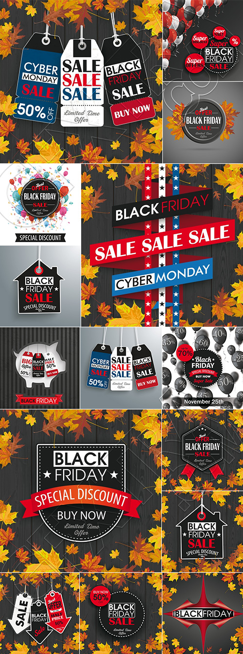 Black Friday Autumn Concept Labels & Sale Templates 42xEPS