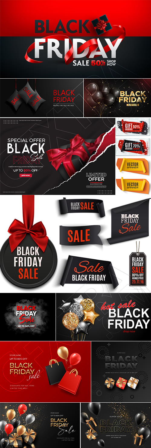 Black Friday Sale Premium Backgrounds & Labels 69xEPS