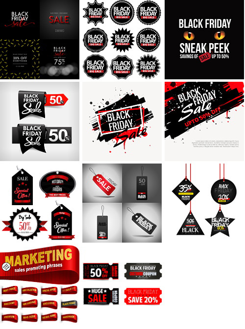 Black Friday Sale Design Elements Bundle 161xEPS
