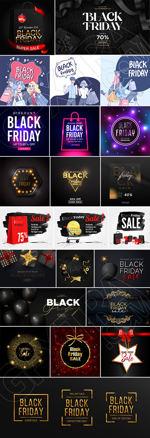 Black Friday Banners & Backgrounds Bundle 182xEPS