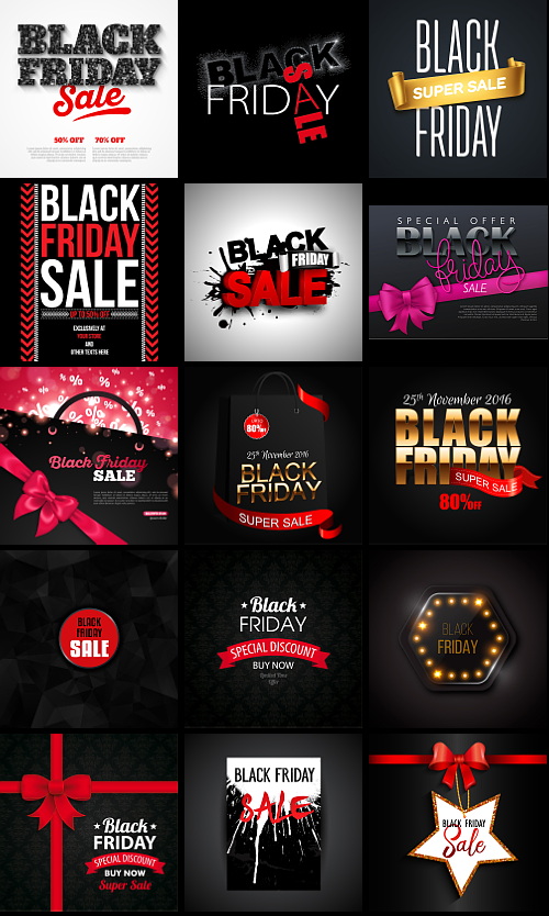 Black Friday Banners & Backgrounds Bundle 182xEPS