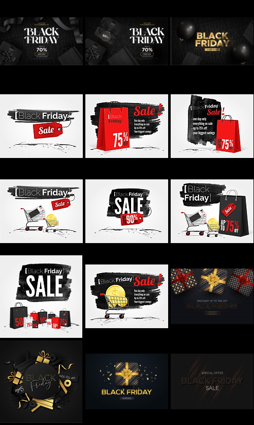 Black Friday Banners & Backgrounds Bundle 182xEPS