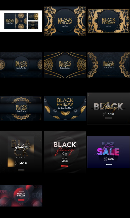Black Friday Banners & Backgrounds Bundle 182xEPS