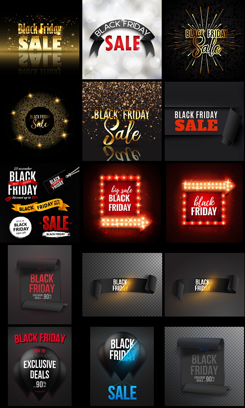 Black Friday Banners & Backgrounds Bundle 182xEPS
