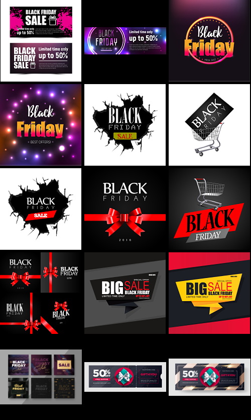 Black Friday Banners & Backgrounds Bundle 182xEPS