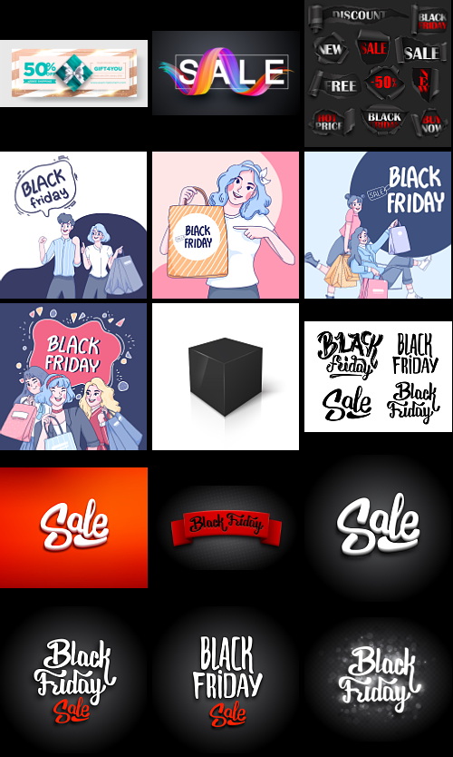 Black Friday Banners & Backgrounds Bundle 182xEPS