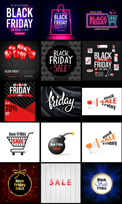 Black Friday Banners & Backgrounds Bundle 182xEPS