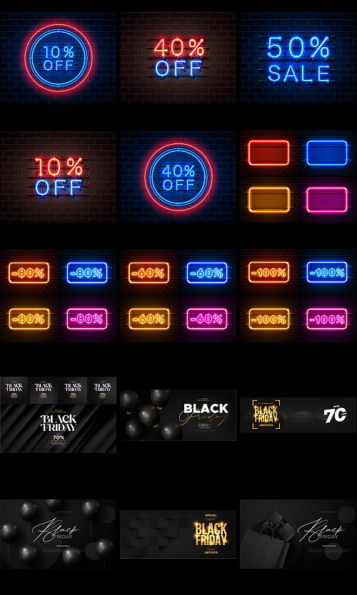 Black Friday Banners & Backgrounds Bundle 182xEPS