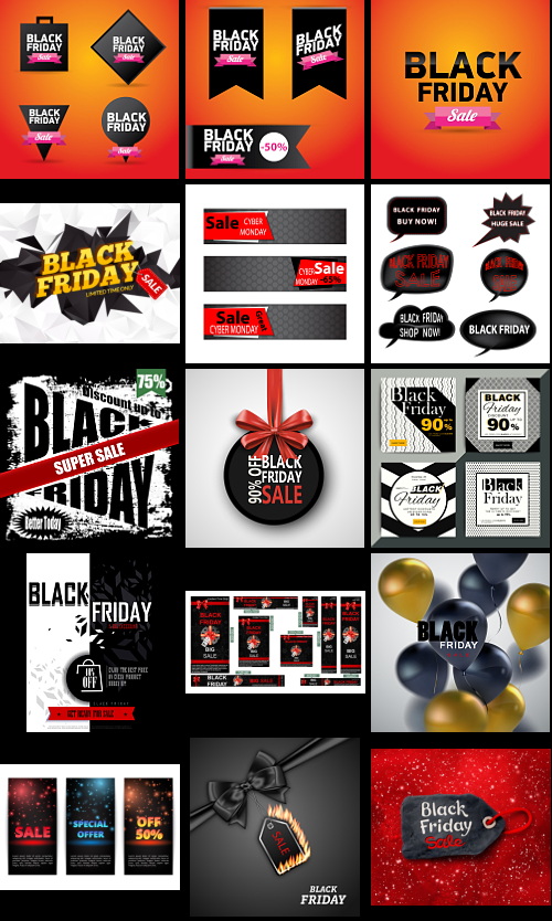 Black Friday Design Elements Bundle 163xEPS