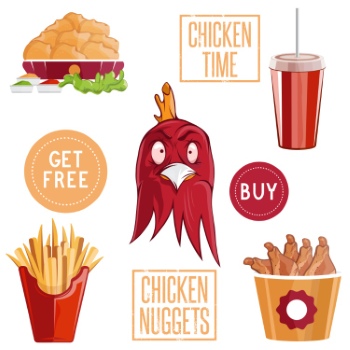 Yummy Fried Chicken Logos 6xEPS