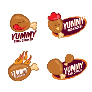 Yummy Fried Chicken Logos 6xEPS
