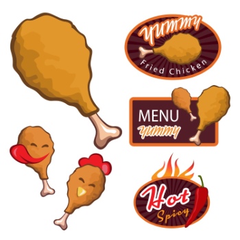 Yummy Fried Chicken Logos 6xEPS