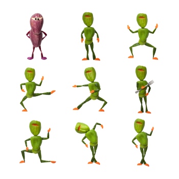 Creative Vegetables Animals on White Background 40xJPG