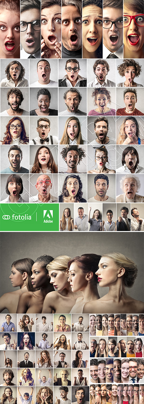 Collage People with Facial Expressions 25xJPG