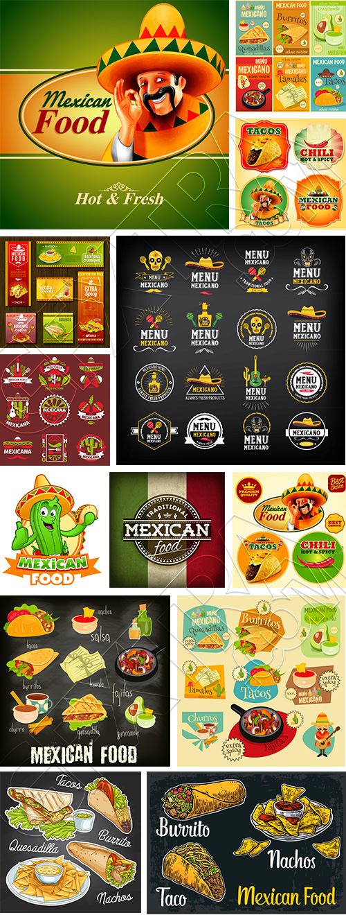Mexican Food Design Elements 35xEPS