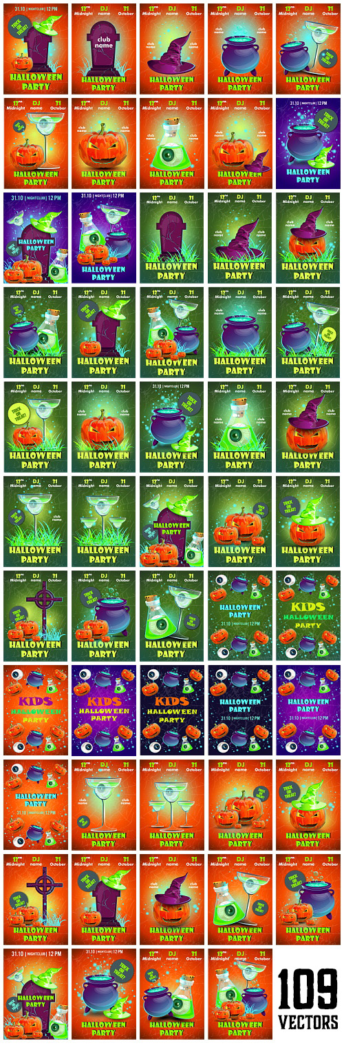 Halloween Party Posters, Flyers Trick or Treat 109xEPS Halloween Party Posters, Flyers Trick or Treat 109xEPS