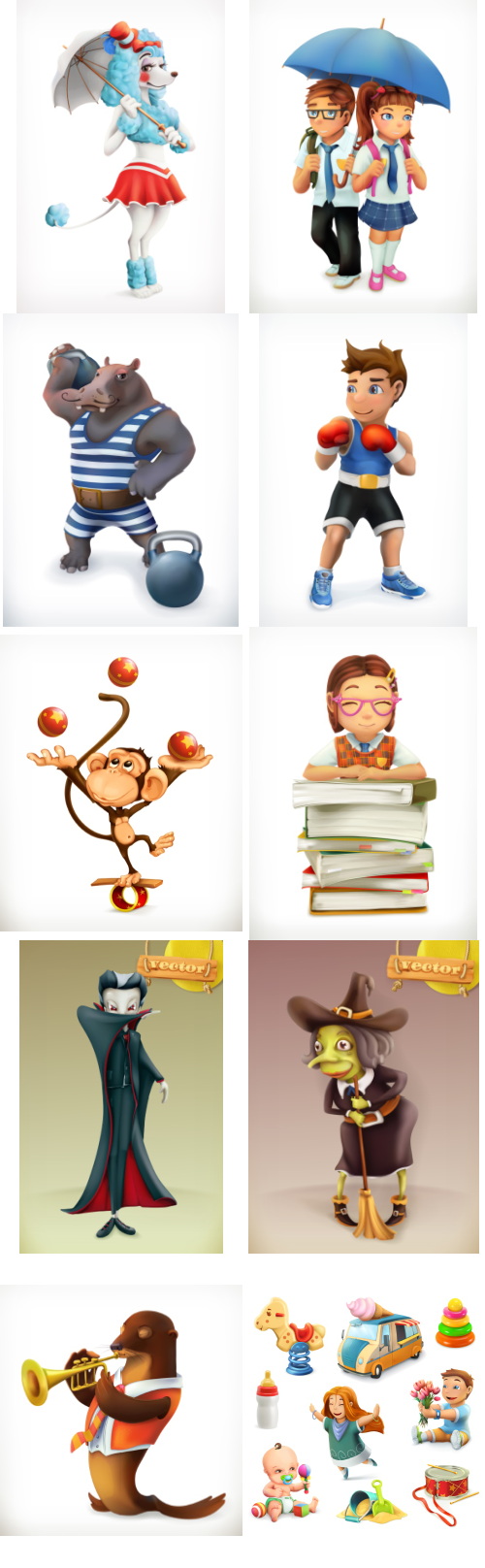 Mix Cartoon Illustration #47, 25xEPS