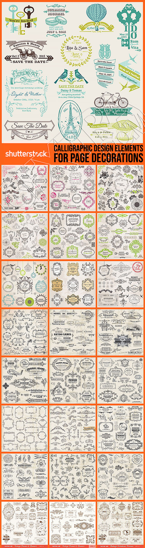 Calligraphic Design Elements for Page Decorations 25xEPS