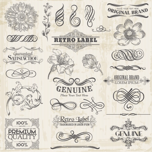 Calligraphic Design Elements for Page Decorations 25xEPS