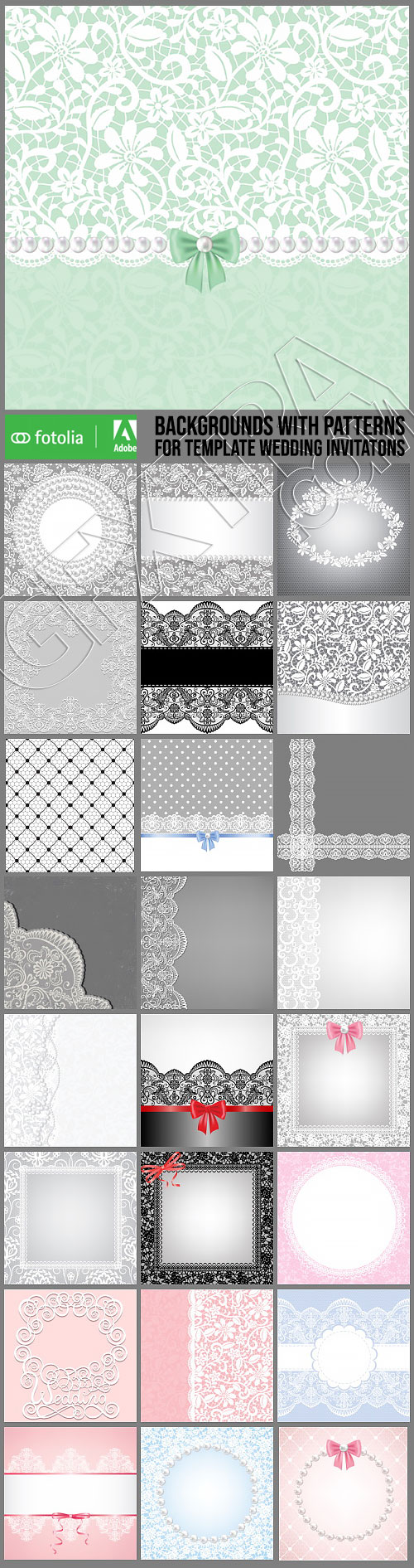 Backgrounds With Patterns For Template Wedding Invitatons 25xEPS