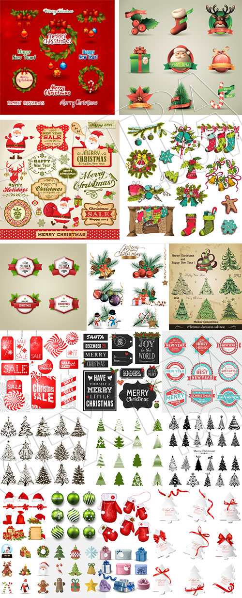 Christmas New Year Templates & Design Elements #2, 50xEPS