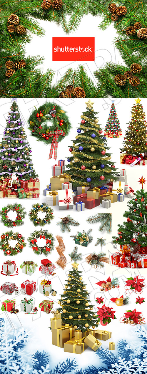 Christmas Ornamental Elements on White Backgrounds 72xJPG