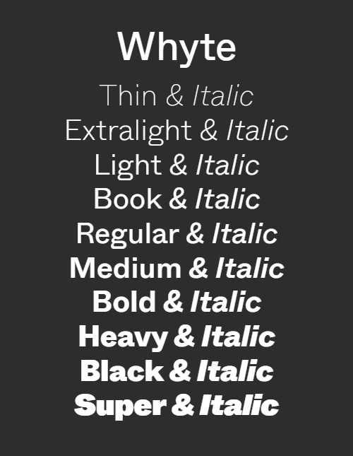 Whyte - 20 Styles Font Family Whyte - 20 Styles Font Family