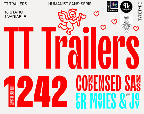 TT Trailers - 18 Styles + 1 Variable Font Family v2 NEW! TT Trailers - 18 Styles + 1 Variable Font Family v2 NEW!