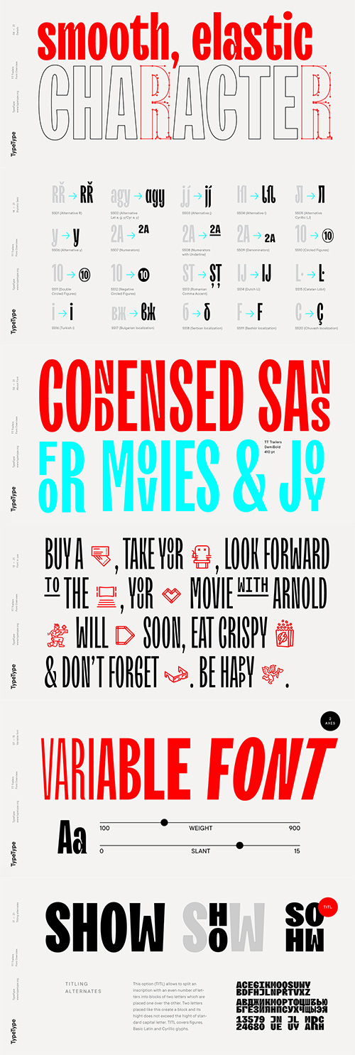 TT Trailers - 18 Styles + 1 Variable Font Family v2 NEW! TT Trailers - 18 Styles + 1 Variable Font Family v2 NEW!