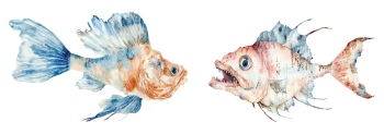Nautical Watercolor Fishes 35xAI