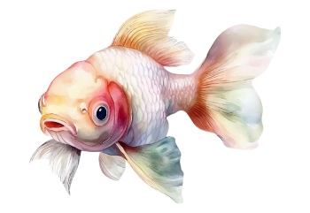 Nautical Watercolor Fishes 35xAI