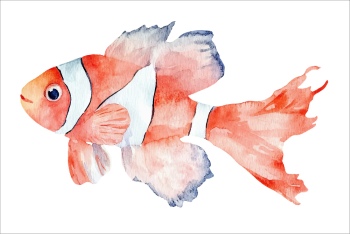 Nautical Watercolor Fishes 35xAI