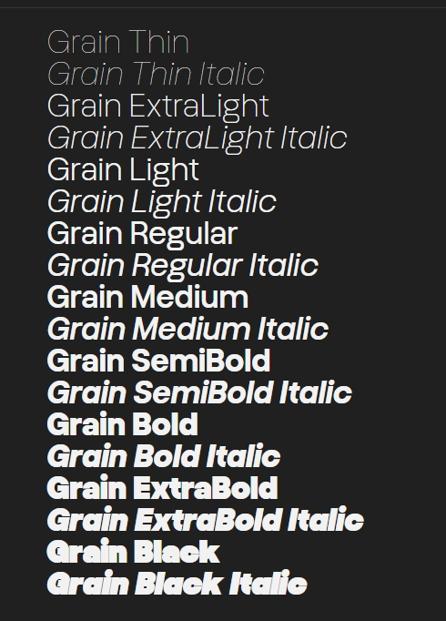 Grain - 18 Styles + Variable Font Family Grain - 18 Styles + Variable Font Family