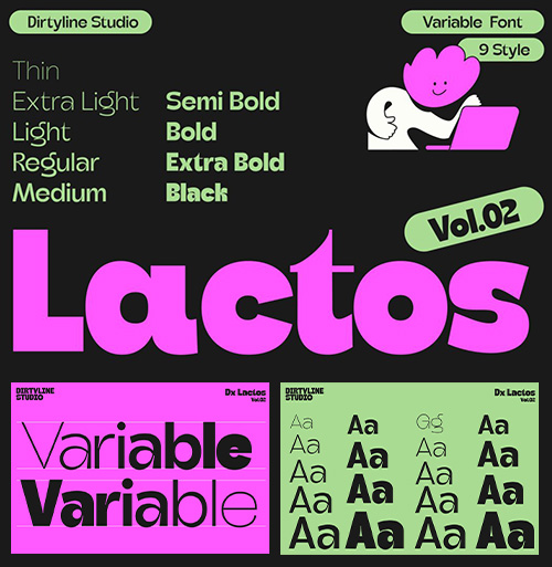 Dx Lactos Vol.02 - 9 Styles + Variable Font Family