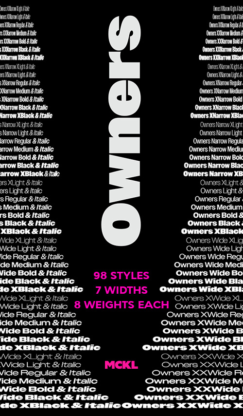 Owners - 98 Styles, 7 Widths, 8 Weights Each